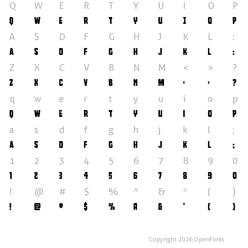 Character Map of Dorian Gore Expanded Regular
