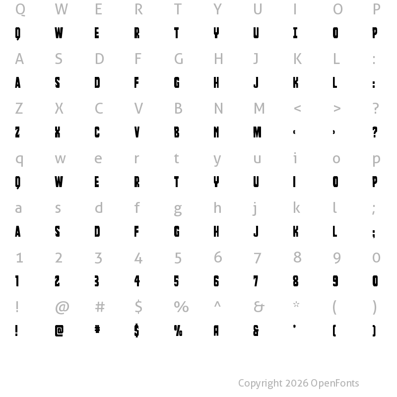 Character Map of Dorian Gore Regular