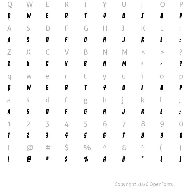Character Map of Dorian Gore Rotalic Regular