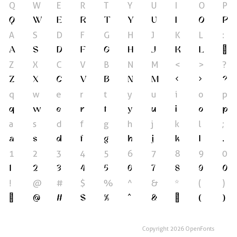 Character Map of Dosca Regular