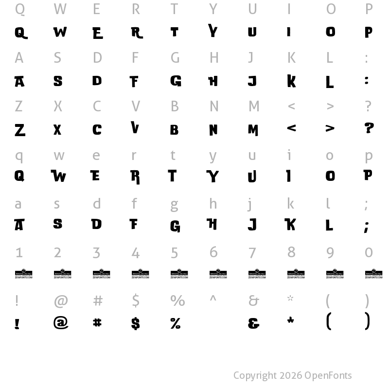Character Map of DoubleBass Trial Bold