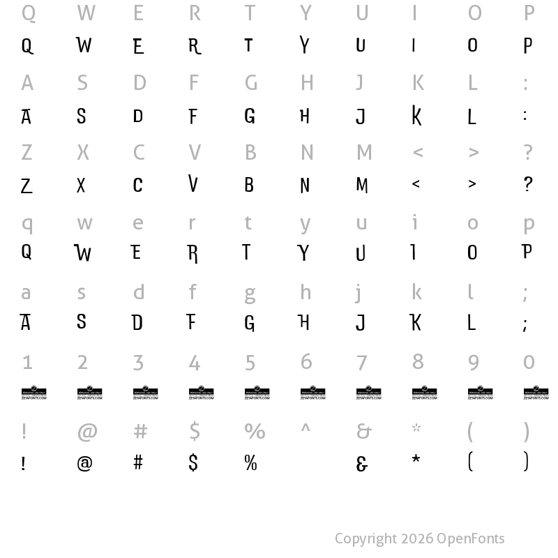 Character Map of DoubleBass Trial Light