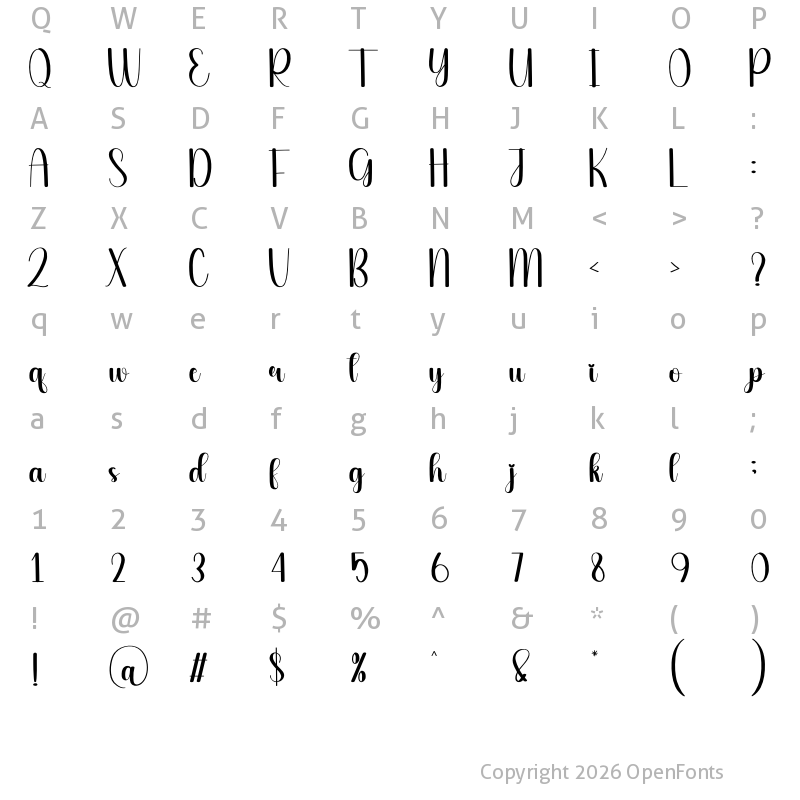 Character Map of Dough Regular