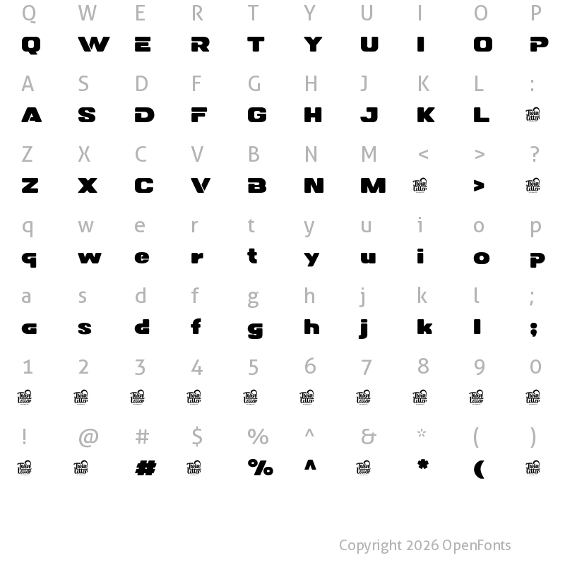 Character Map of DOVENS Personal Use Black