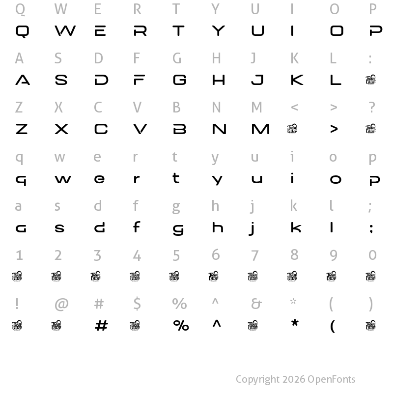 Character Map of DOVENS Personal Use Extra Light