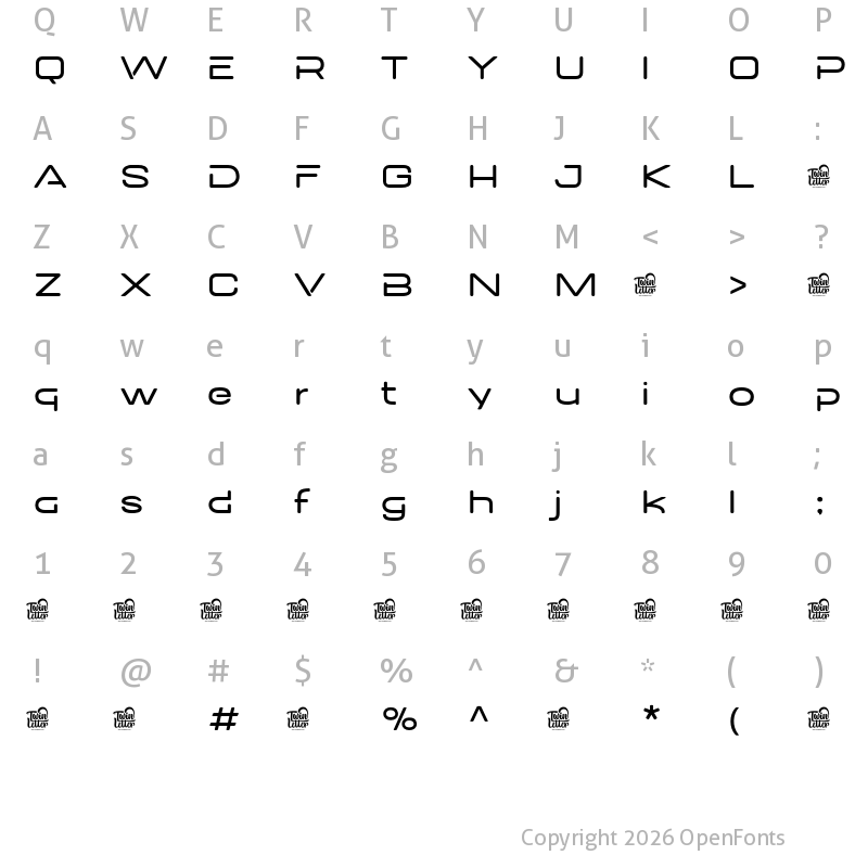 Character Map of DOVENS Personal Use Thin