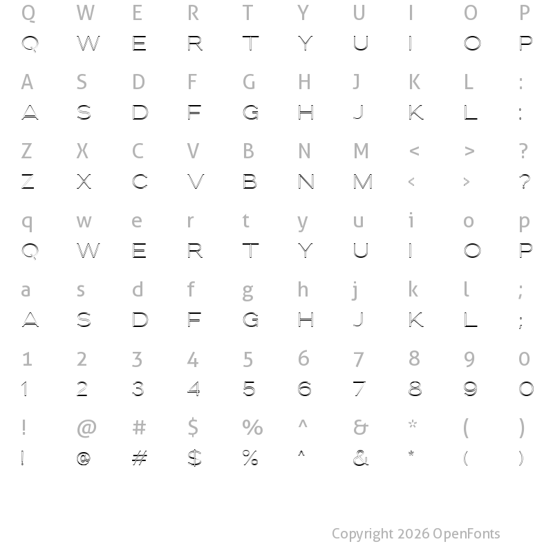 Character Map of Downey Outline Light