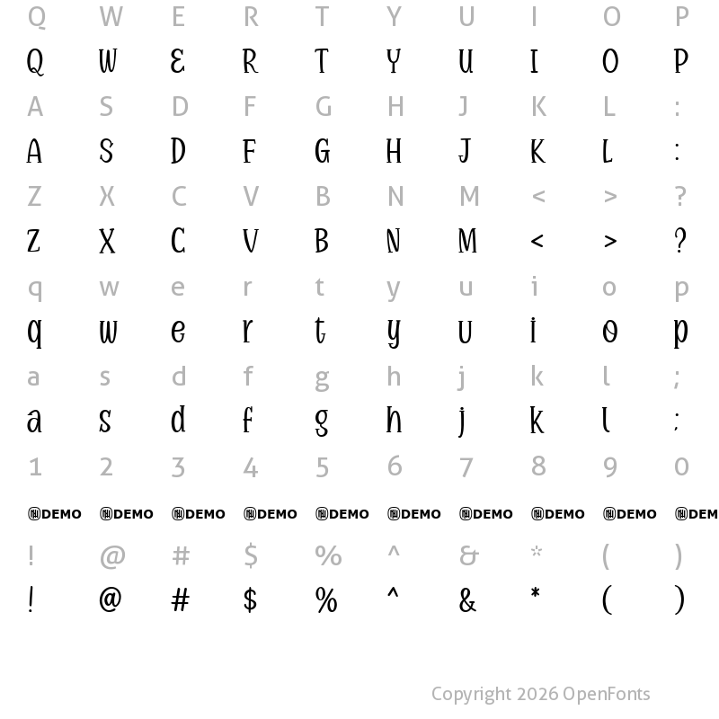 Character Map of Drafty Windows Regular