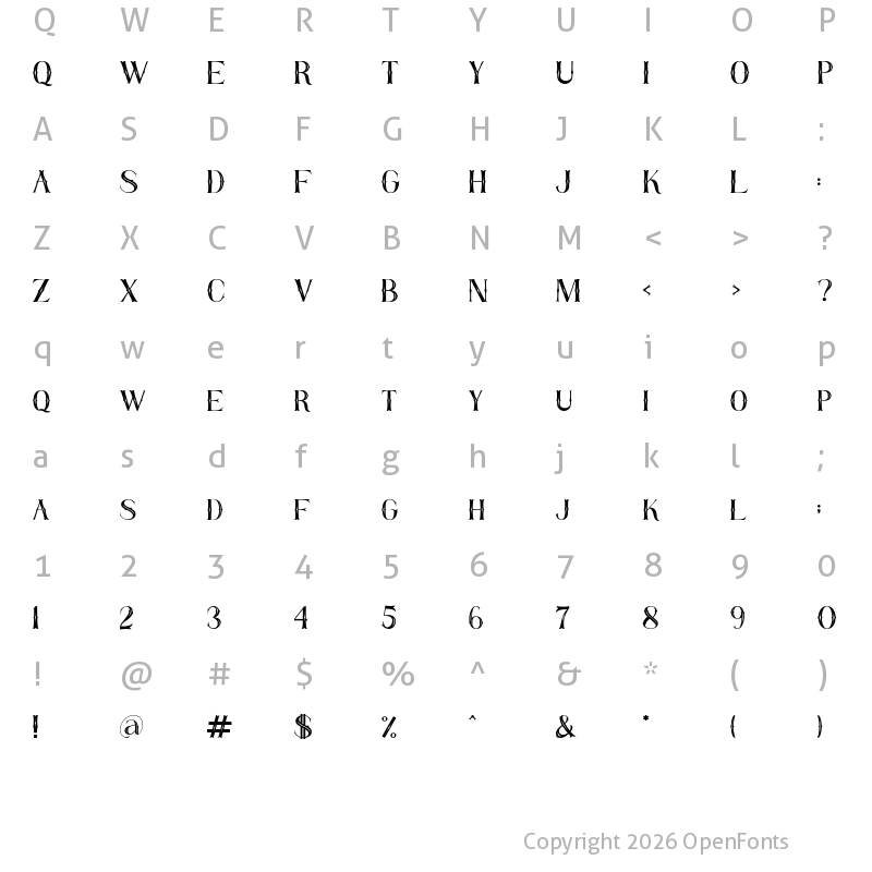 Character Map of Dragon Slayer Regular