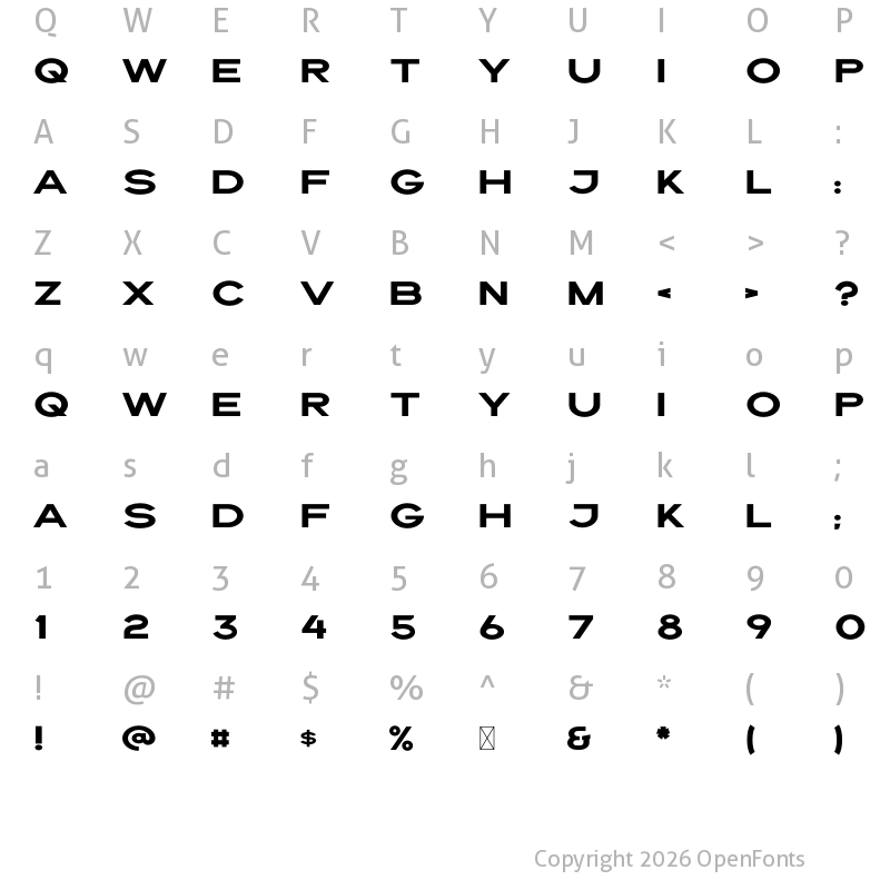 Character Map of Draper Regular