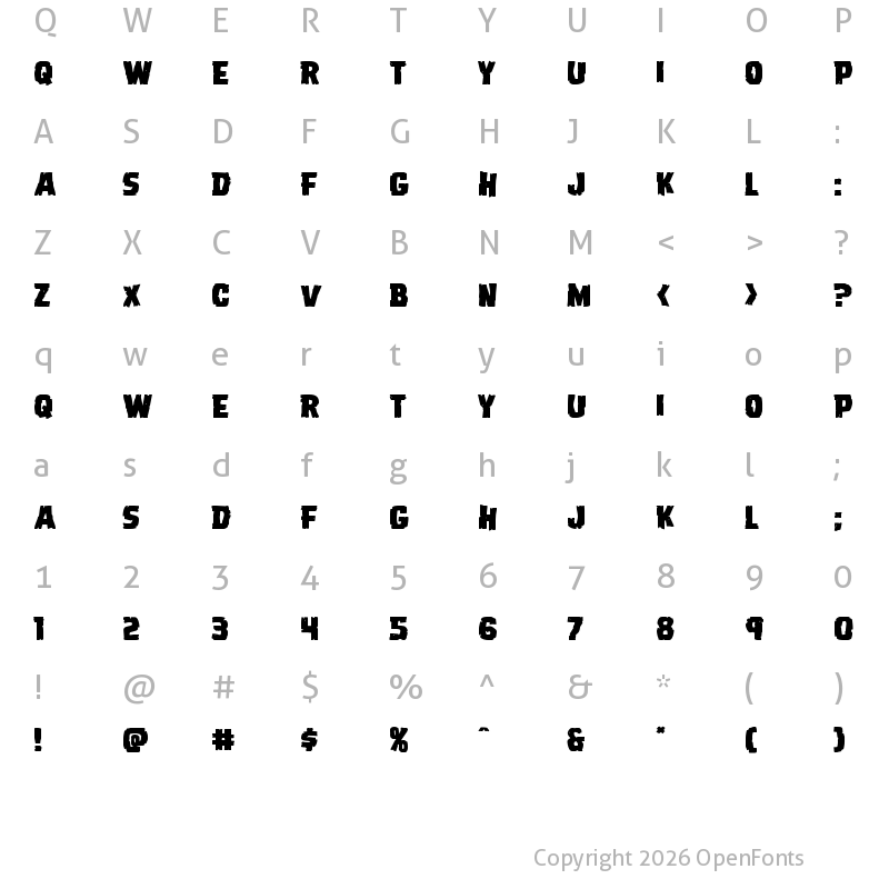 Character Map of Dread Ringer Expanded Expanded