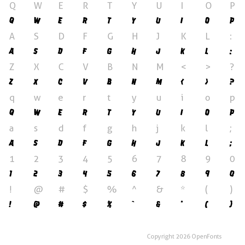 Character Map of Dread Ringer Rotated 2 Regular