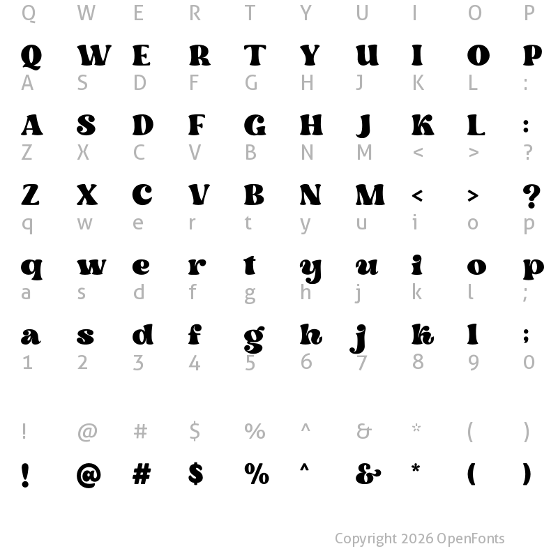 Character Map of Dream to Berich DEMO (FOR USE P Regular