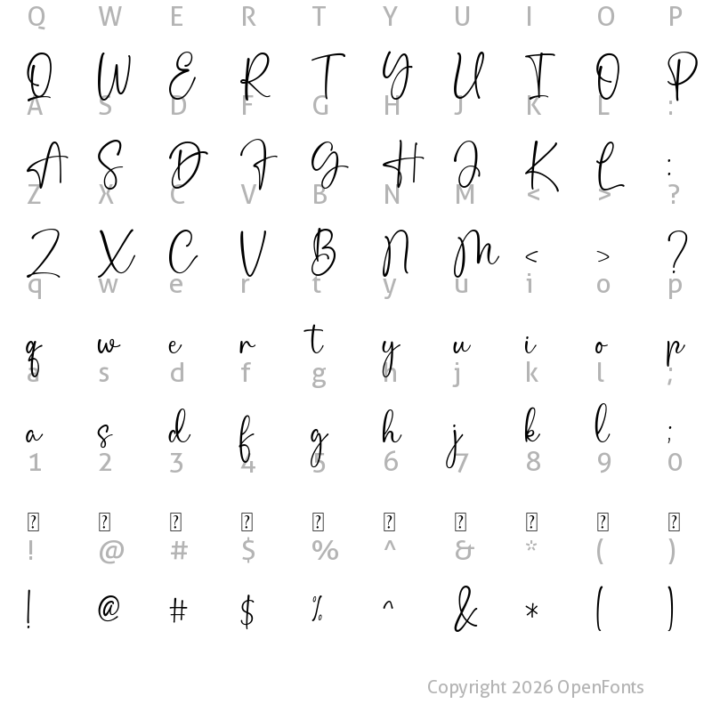 Character Map of Dreamline Regular