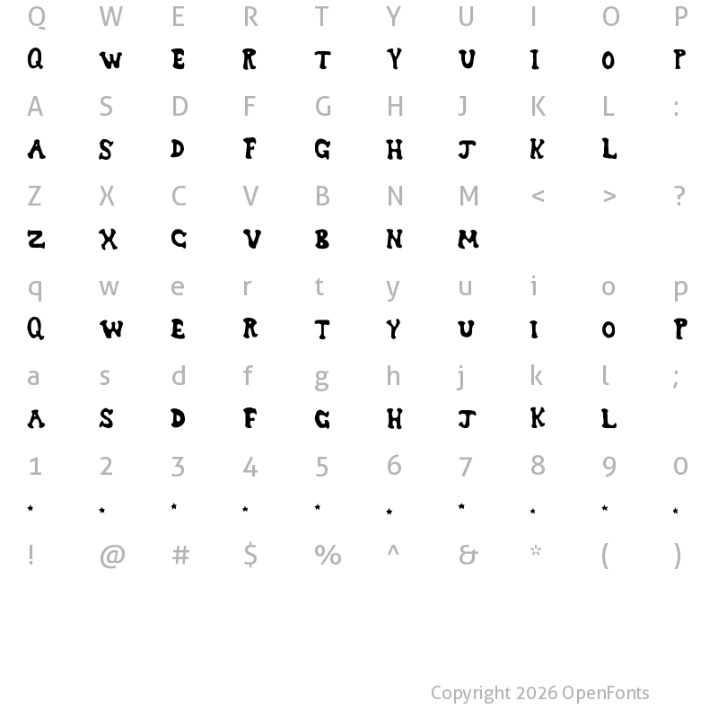 Character Map of Dreamwish Regular