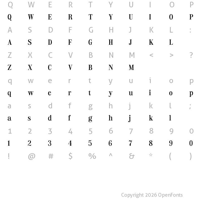 Character Map of Dreamy Romantic Regular