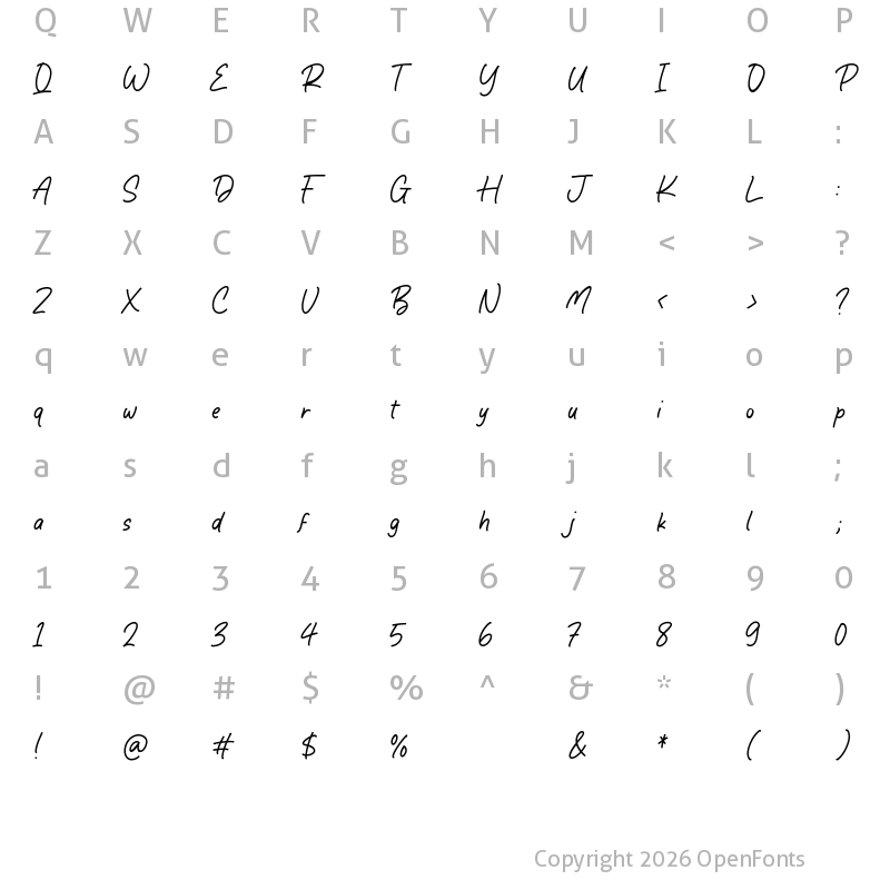 Character Map of Dreamy Wallabies Regular