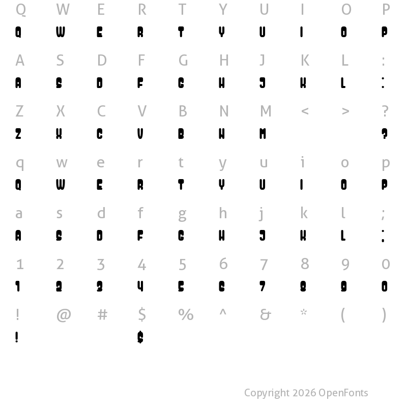Character Map of Dressed Book Regular