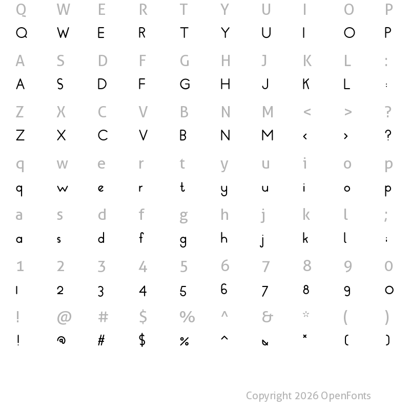 Character Map of Dressler Rounded