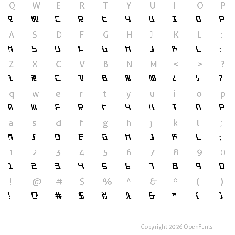 Character Map of Droid Lover Leftalic Regular