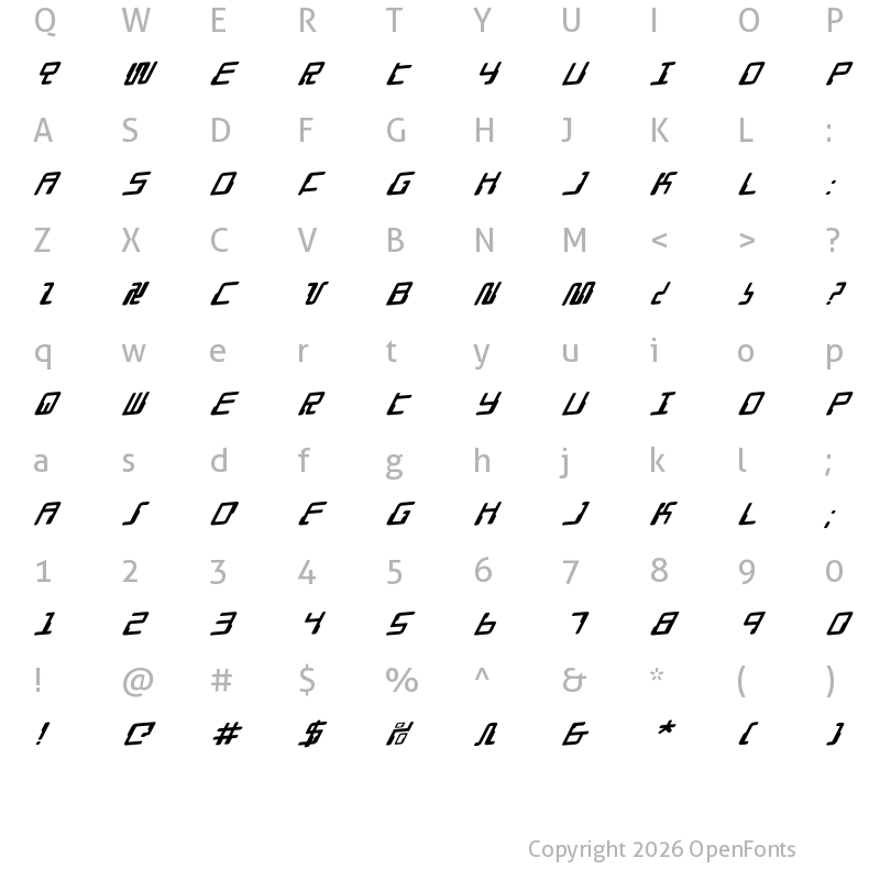Character Map of Droid Lover Rotalic Regular