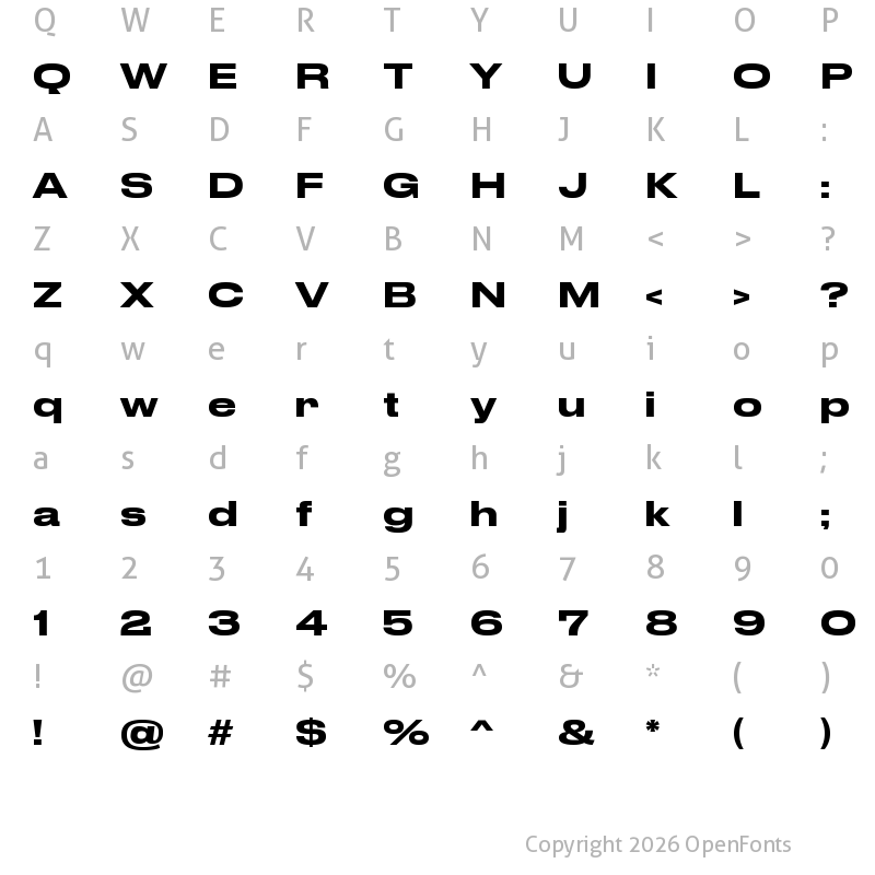 Character Map of Druk Wide Medium Medium