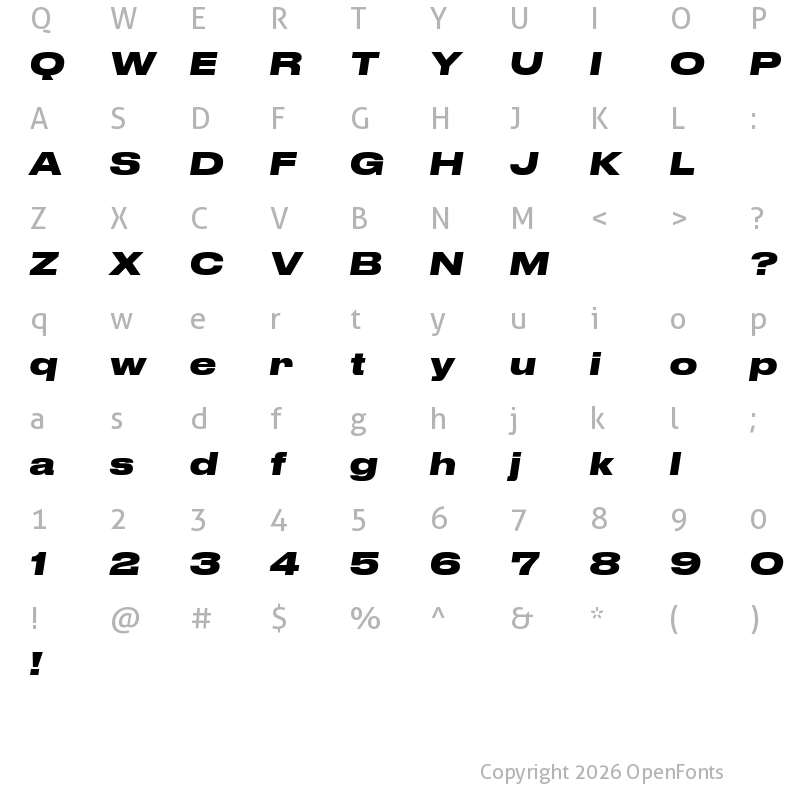 Character Map of Druk Wide Trial Bold Italic