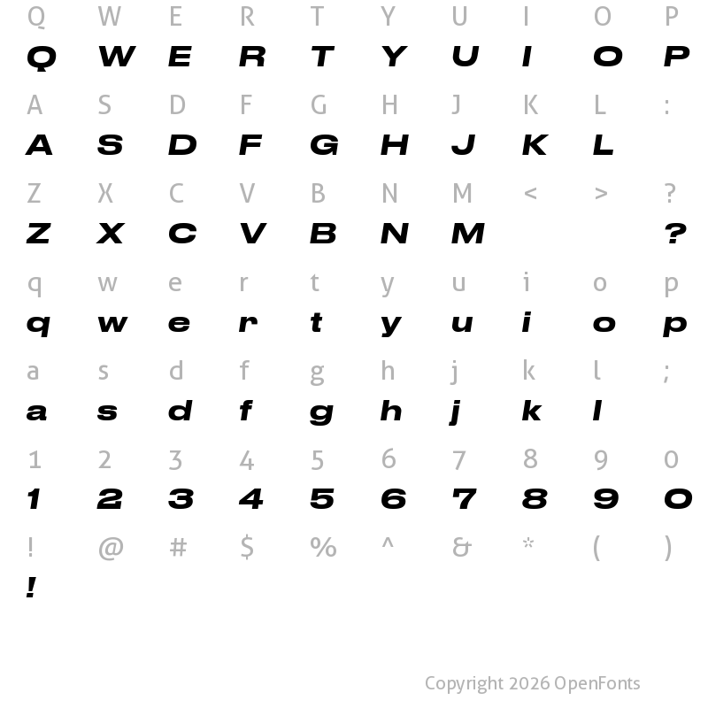 Character Map of Druk Wide Trial Medium Italic