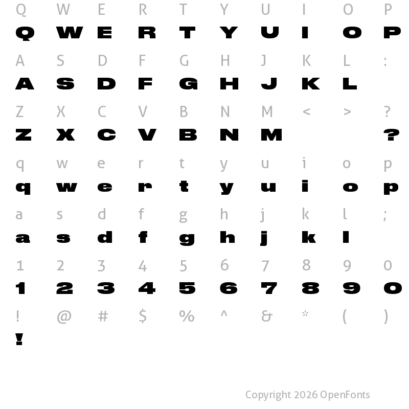 Character Map of Druk Wide Trial Super