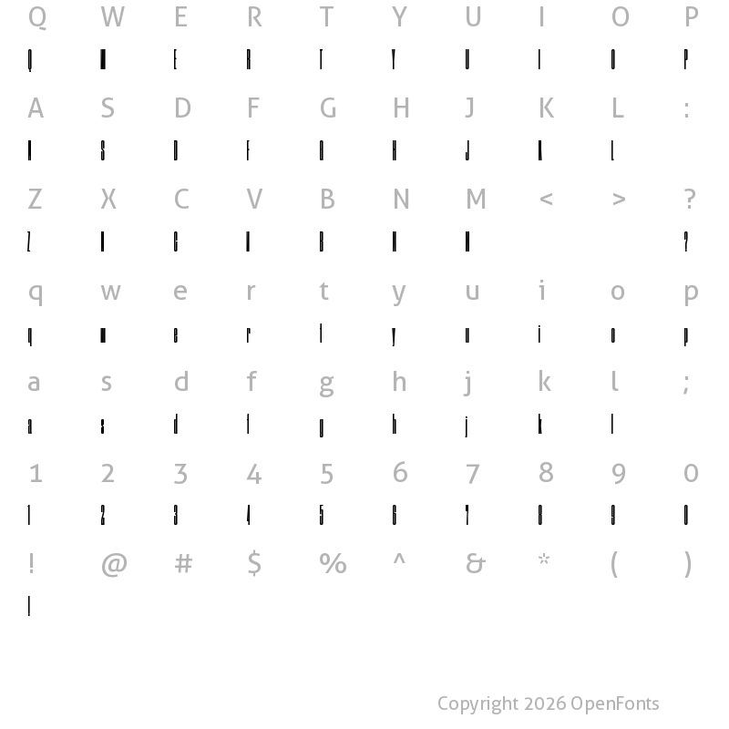 Character Map of Druk XXCond Trial Super