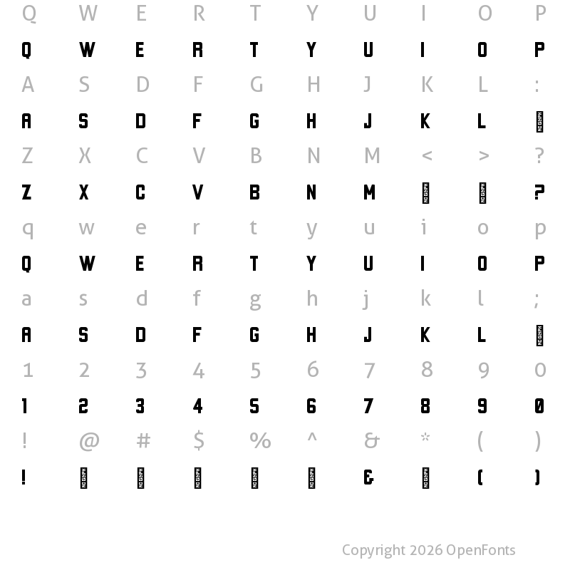 Character Map of Drunk Tank Regular