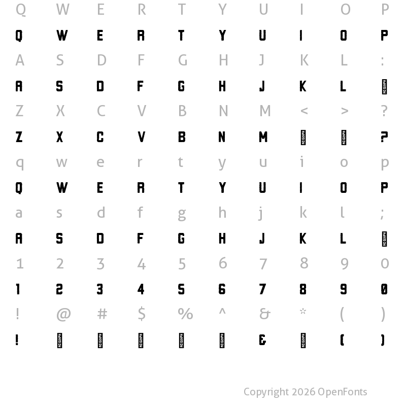 Character Map of Drunk Tank Rough