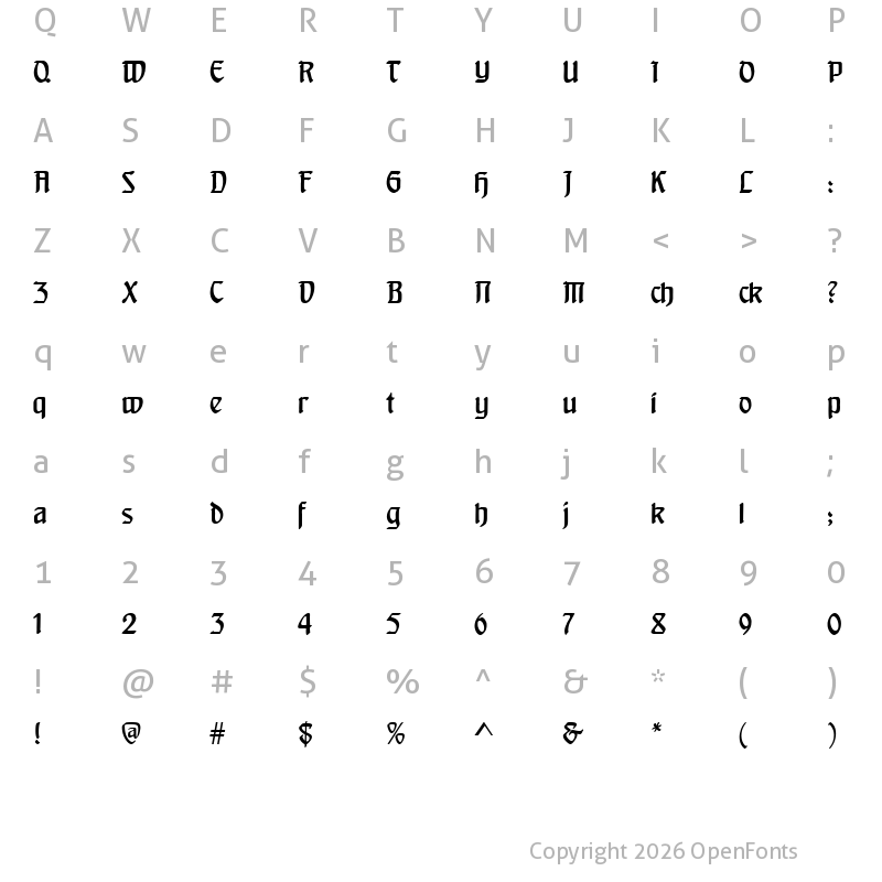 Character Map of DS Behrensschrift Regular