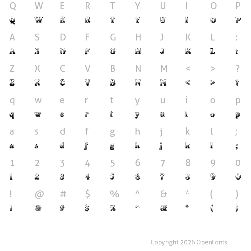Character Map of DS Chocolade Regular