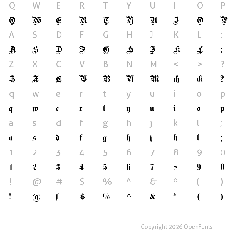 Character Map of DS Fette Kanzlei Regular