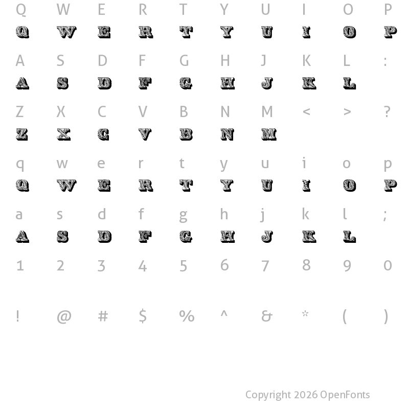 Character Map of DS Lettres omb?es orn?es Regular