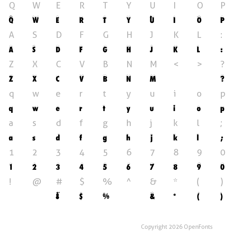 Character Map of DS Snowfall Regular