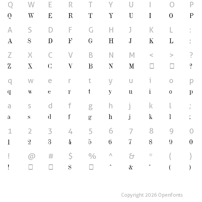 Character Map of DubielPlain Regular