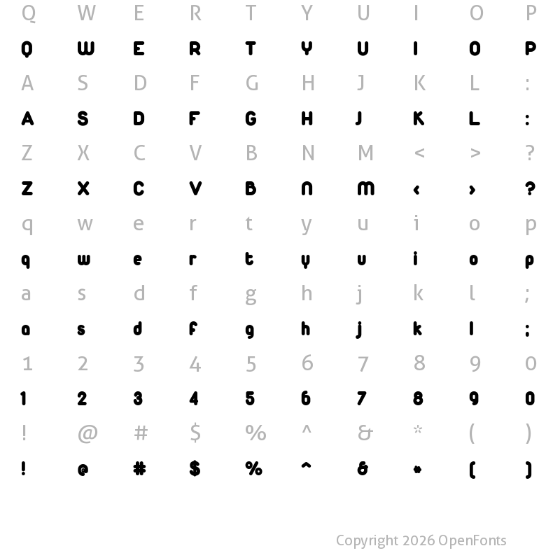 Character Map of Duepuntozero Black Regular