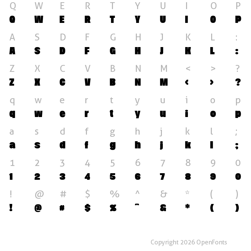 Character Map of Duera PERSONAL USE Normal Black