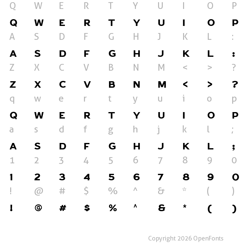 Character Map of Duhline Sans Demo