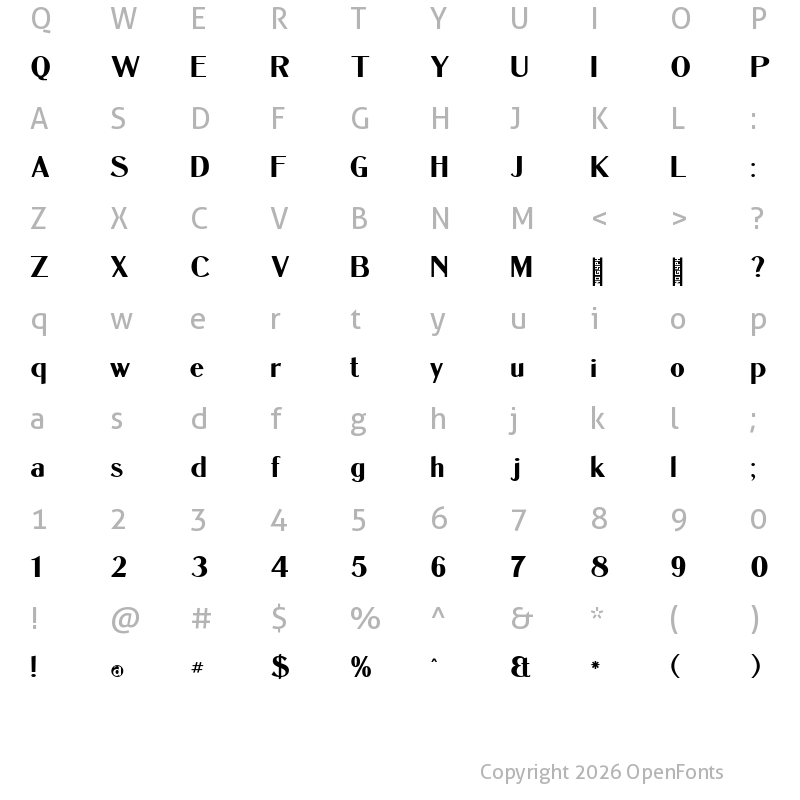 Character Map of Dukas CF Bold Regular