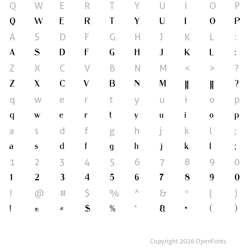 Character Map of Dukas CF Regular Regular