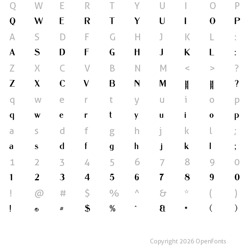 Character Map of Dukas CF SemiBold Regular