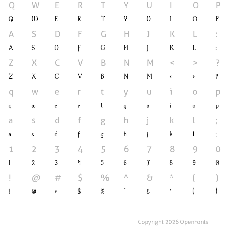 Character Map of Dumbledor 3 Thin Regular
