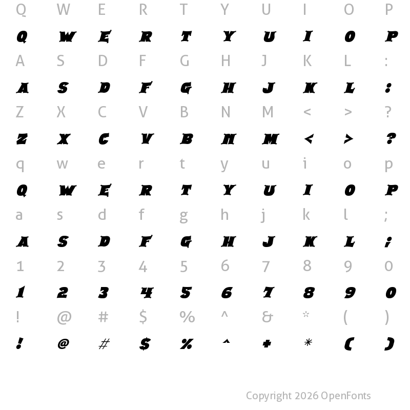Character Map of Dungeon Quests Italic