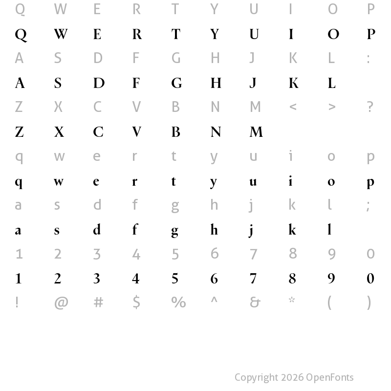 Character Map of Dupincel Large Test SemiBold