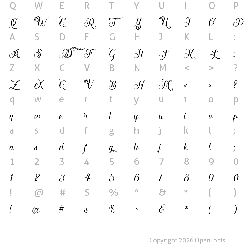 Character Map of Durango Regular