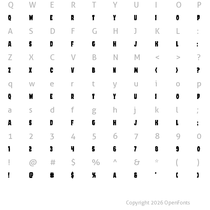 Character Map of Dusk Demon Condensed Regular