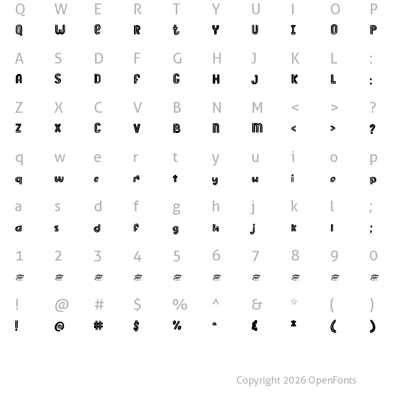 Character Map of Dussa Display